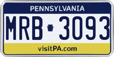 PA license plate MRB3093