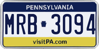 PA license plate MRB3094