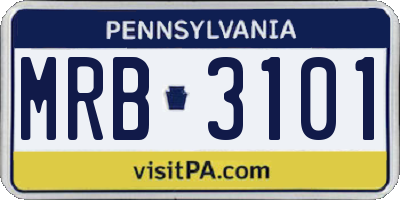PA license plate MRB3101