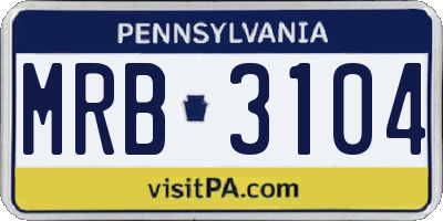 PA license plate MRB3104