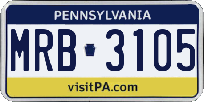 PA license plate MRB3105
