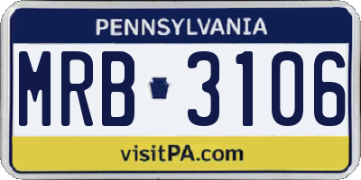 PA license plate MRB3106