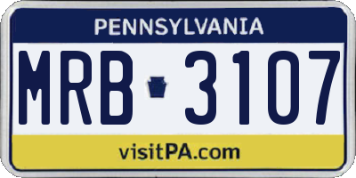 PA license plate MRB3107
