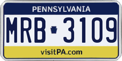 PA license plate MRB3109