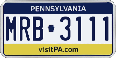 PA license plate MRB3111