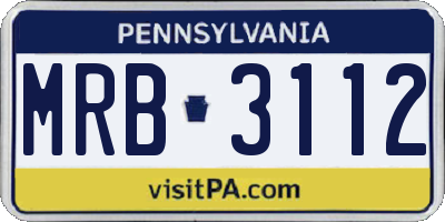 PA license plate MRB3112