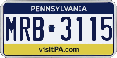 PA license plate MRB3115