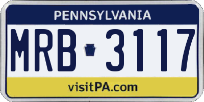 PA license plate MRB3117