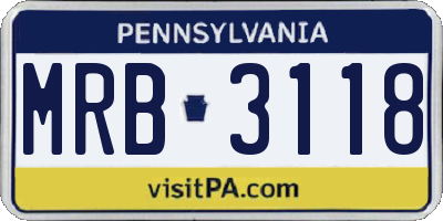 PA license plate MRB3118