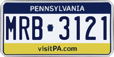 PA license plate MRB3121