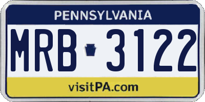 PA license plate MRB3122
