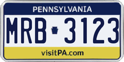 PA license plate MRB3123
