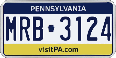 PA license plate MRB3124