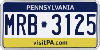 PA license plate MRB3125