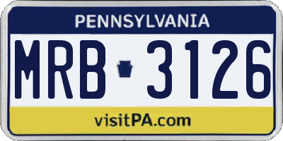 PA license plate MRB3126