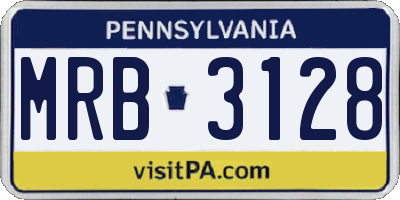 PA license plate MRB3128