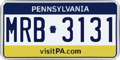 PA license plate MRB3131