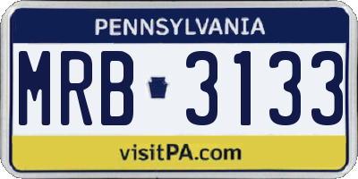 PA license plate MRB3133