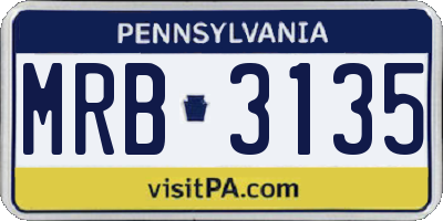 PA license plate MRB3135