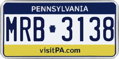 PA license plate MRB3138