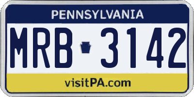 PA license plate MRB3142