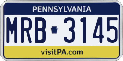 PA license plate MRB3145