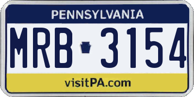 PA license plate MRB3154
