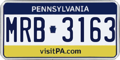 PA license plate MRB3163