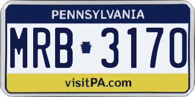 PA license plate MRB3170