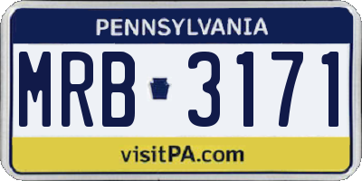 PA license plate MRB3171