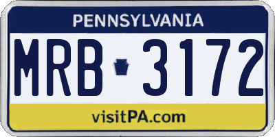 PA license plate MRB3172
