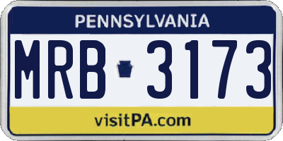 PA license plate MRB3173