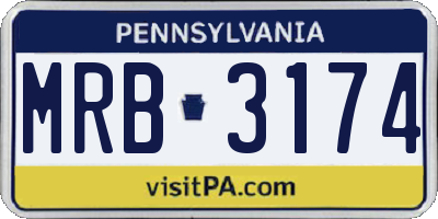 PA license plate MRB3174