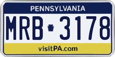 PA license plate MRB3178
