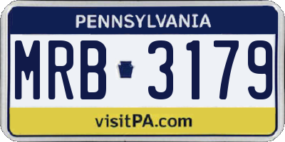 PA license plate MRB3179