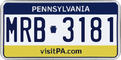PA license plate MRB3181