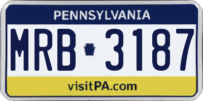 PA license plate MRB3187