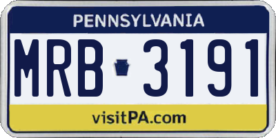 PA license plate MRB3191