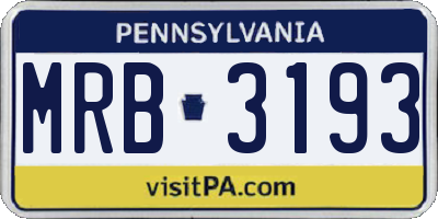 PA license plate MRB3193