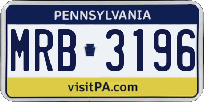 PA license plate MRB3196
