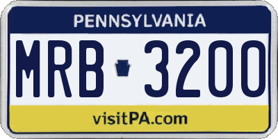 PA license plate MRB3200