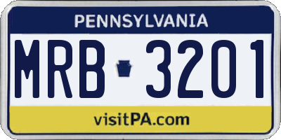 PA license plate MRB3201