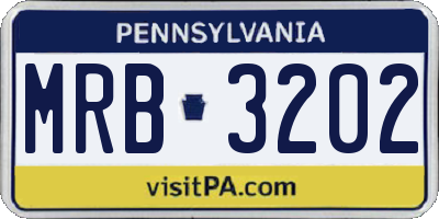 PA license plate MRB3202