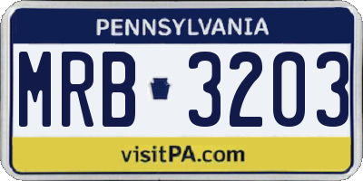 PA license plate MRB3203