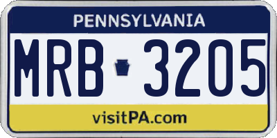PA license plate MRB3205