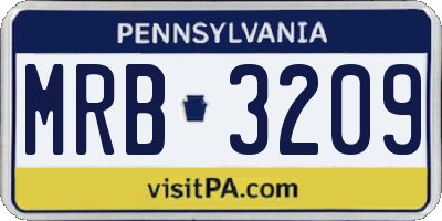 PA license plate MRB3209