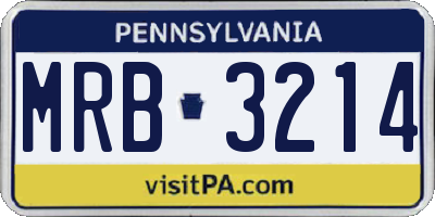 PA license plate MRB3214