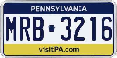 PA license plate MRB3216