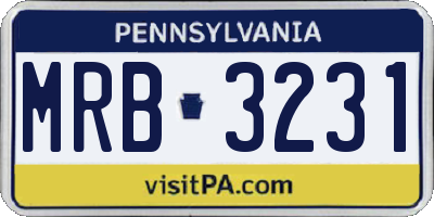 PA license plate MRB3231