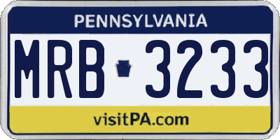 PA license plate MRB3233